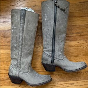 Lucchese Gray Embroidered Heeled Boots